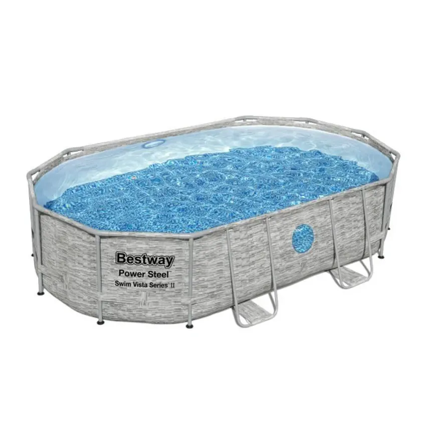 Kit Piscine hors sol BESTWAY - Power Steel&trade;- 488 x 305 x 107 cm - Ovale (Livr&eacute;e avec filtre &agrave; sable, b&acirc;che, &eacute;chelle)