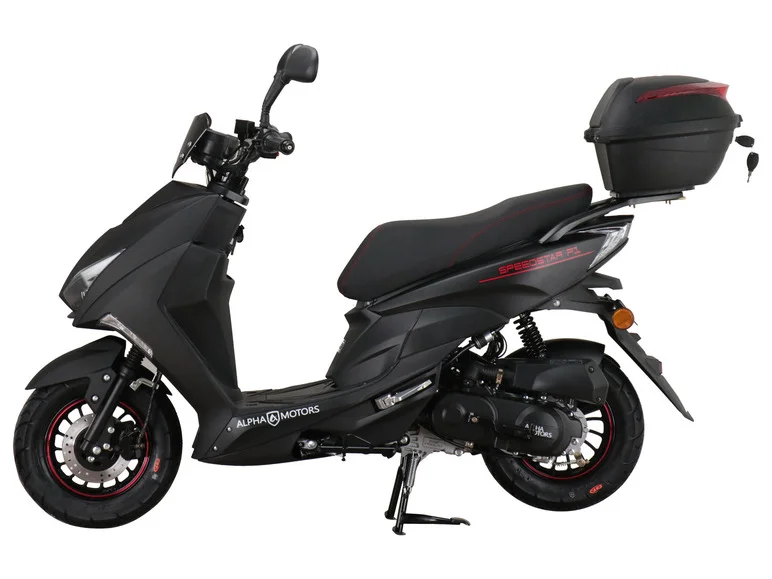 Moped scooter Speedstar FI 50 cc EURO 5 matt black incl. topcase