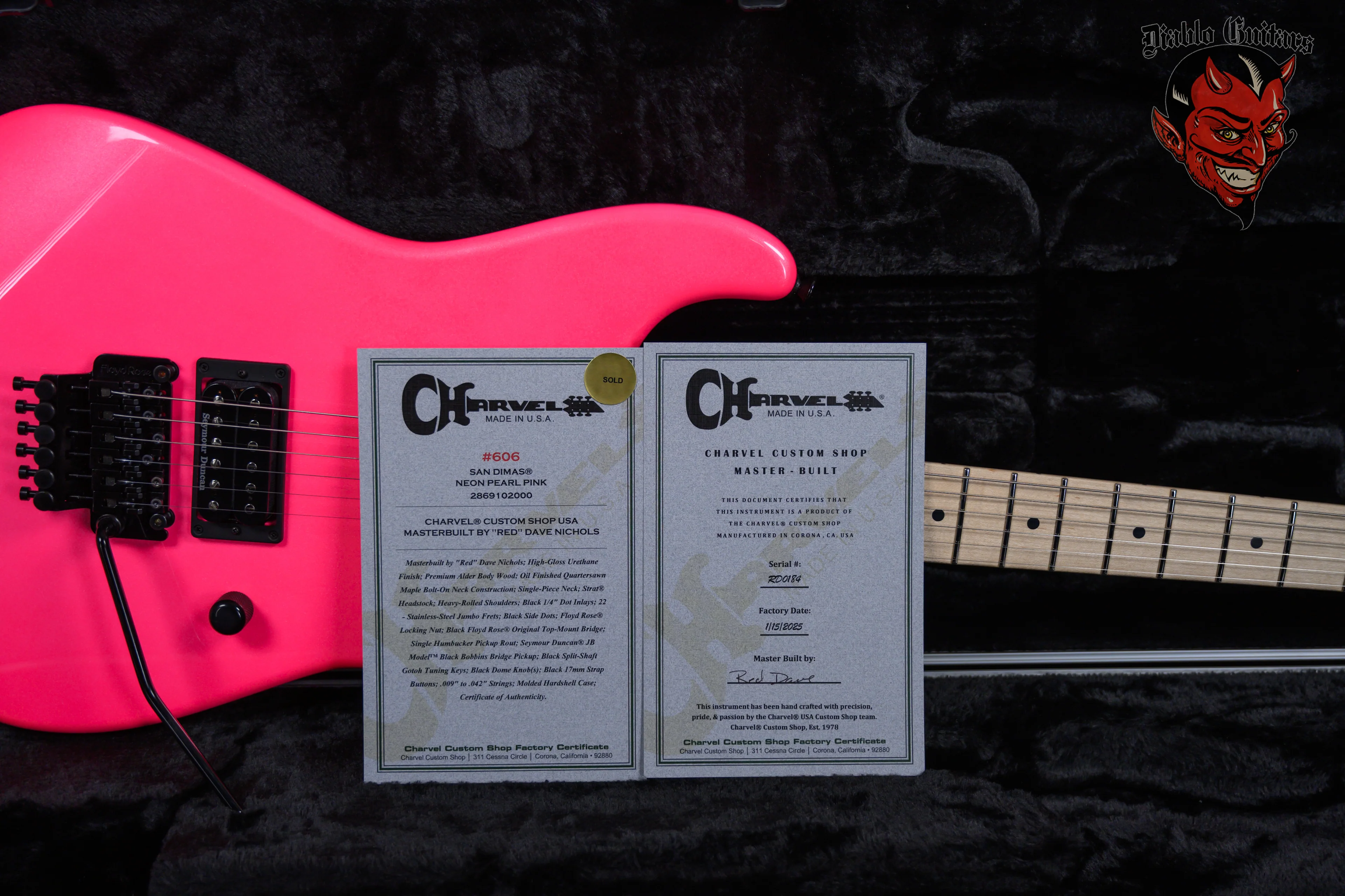Charvel USA Custom Shop San Dimas Namm Edition #606 Master Built by ��Red�� Dave Nichols Neon Pearl Pink 2025 w/OHSC (B-stock)