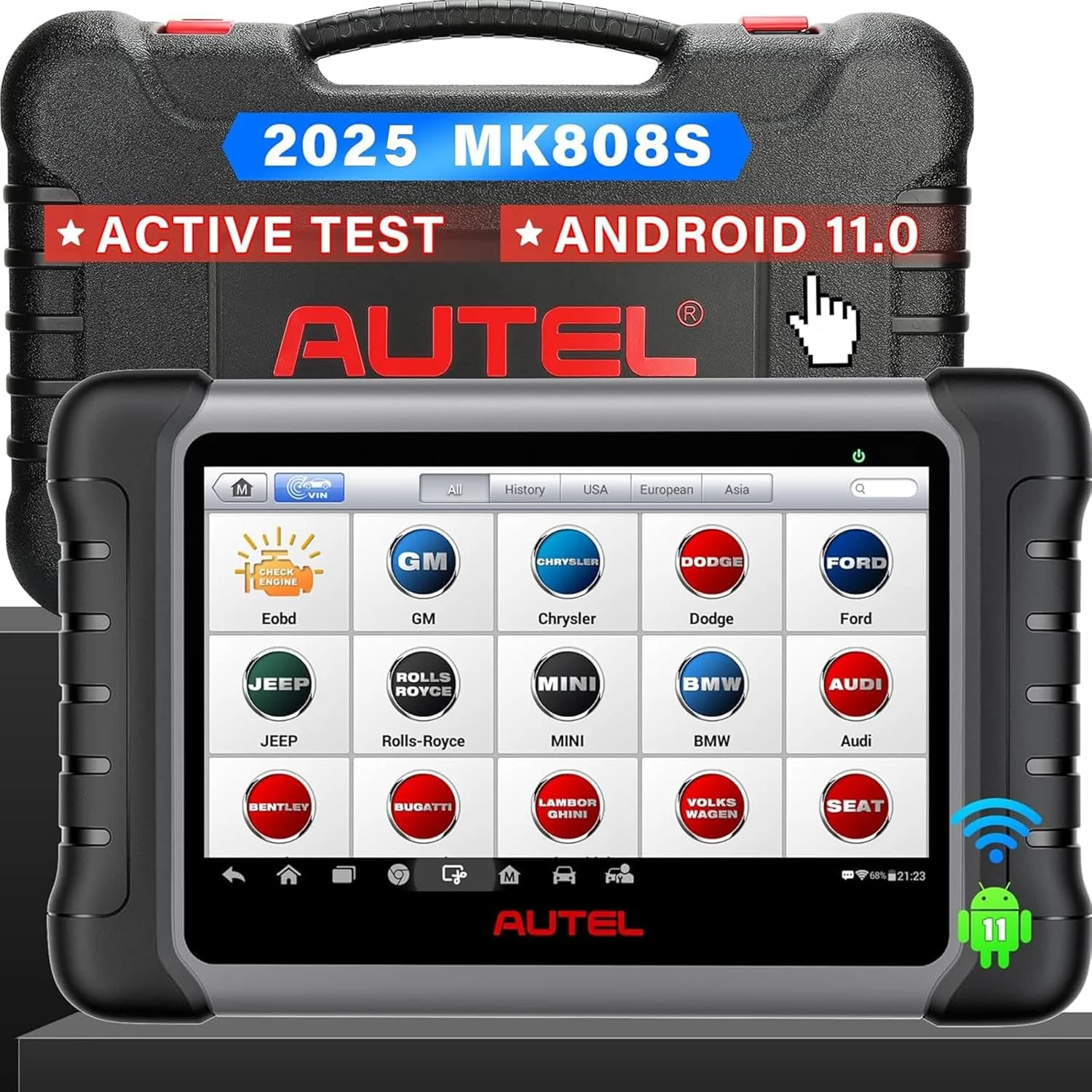 Autel Scanner MaxiCOM MK808S: 2025 Bidirectional Tool as MK808BT Pro MX808S M808Z, Work as MaxiCheck MX900 MK900BT, 28+ Service, Active Test, All System Diagnose, Injector C0ding, FCA Autoauth OS 11