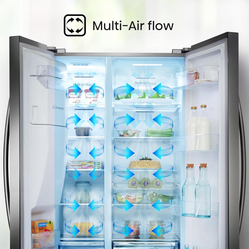 Hisense RS694N4ICE Freestanding American Side-by-Side Fridge Freezer - Total No Frost - Plumbed Water and Ice Dispenser - 562 liters - Stainless Steel - E Rated Energy Class E