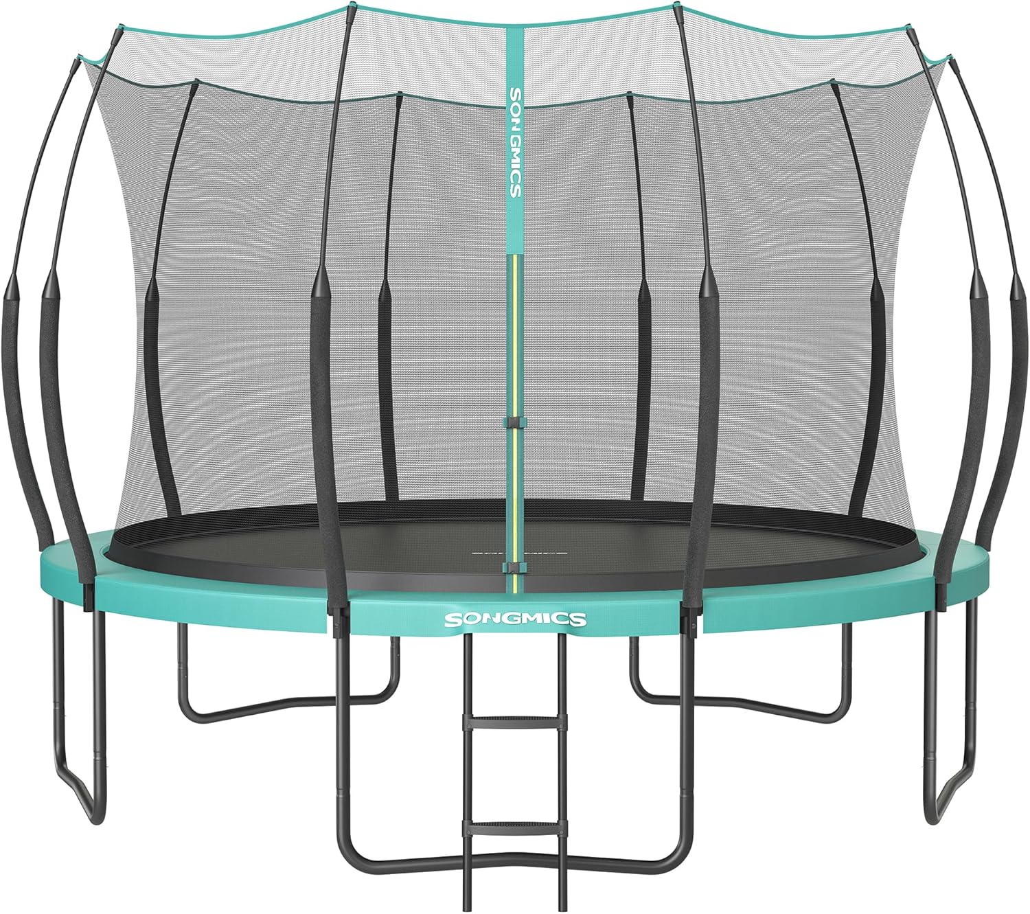 SONGMICS Springless Trampoline Ø 366 cm, Outdoor Trampoline for Children, Elastic Ropes, Safety Net with Zipper, Fiberglass Poles, Safe, Quiet
