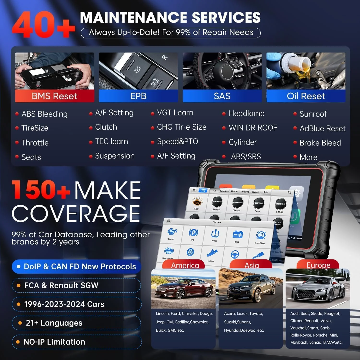 Autel Scanner MaxiCOM MK900BT, 2025 MK900-BT Bidirectional Diagnostic Scan Tool, 2.0 BT Ver. of MK900 MX900, 8in Up of MK808S MK808BT PRO MX808S MK808Z, 40+ Reset, 3K+ Active Tests, CAN FD & DoIP, FCA