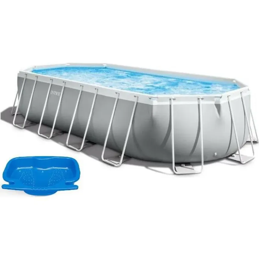 Kit piscine prism frame ovale tubulaire (l)6,10 x (l)3,05 x (h)1,22m et p&eacute;diluve