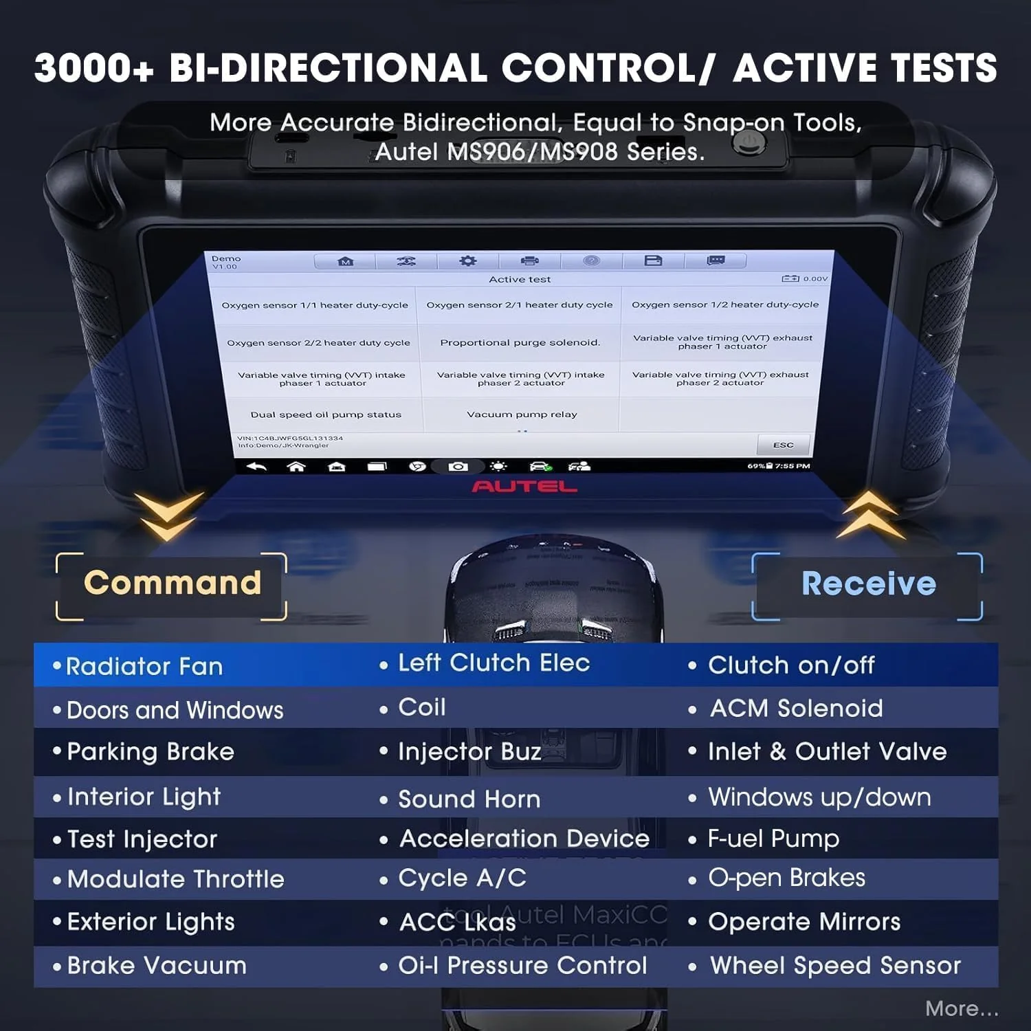 Autel MaxiCheck MX900 Scanner, 2025 Bidirectional Diagnostic Scan Tool Same as MK900 MK900BT, 8in Up of MaxiCOM MK808S MX808S MK808BT PRO, CAN FD DoIP, 3K+ Active Tests, 40+ Services, All Systems, FCA