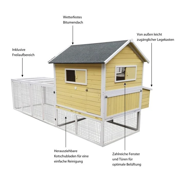 Dehner Lieblinge Hühnerstall Miami, gelb, ca. B337/H158,5/T145,8 cm