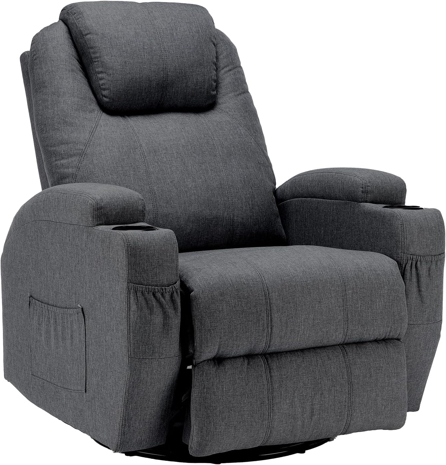 TV armchair, relaxation armchair, massage armchair, heating and vibration, remote control 360° rotation lever, black