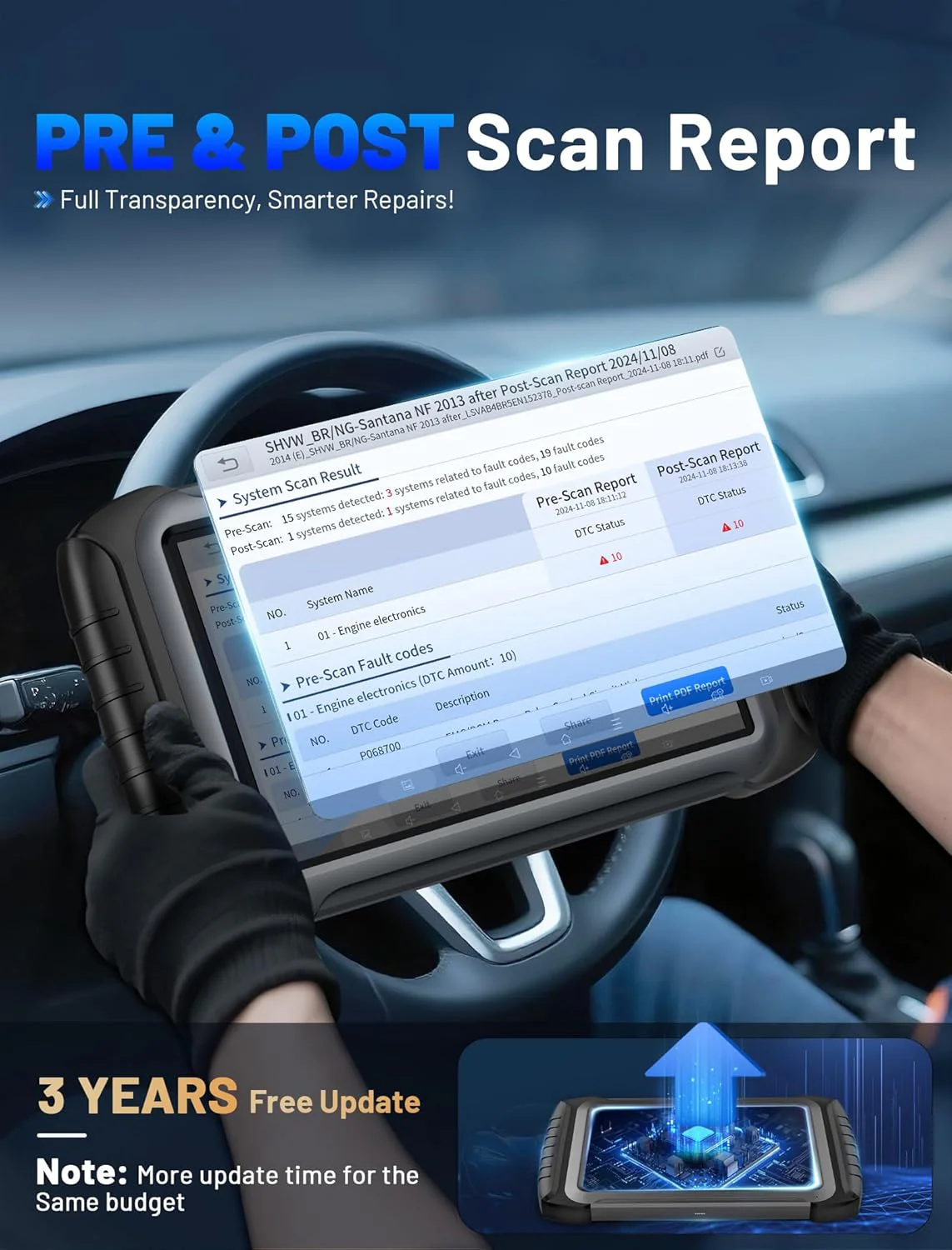 XTOOL IP919 PRO Scan Tool, ECU Pr0 gramming Car OBD2 Scanner with Topology Mapping, Upgrade of D9S PRO, 51+ Resets, ECU C 0ding, FCA/CAN FD/DoIP, Automotive Bidirectional Scan Tool with 3-Year Updates