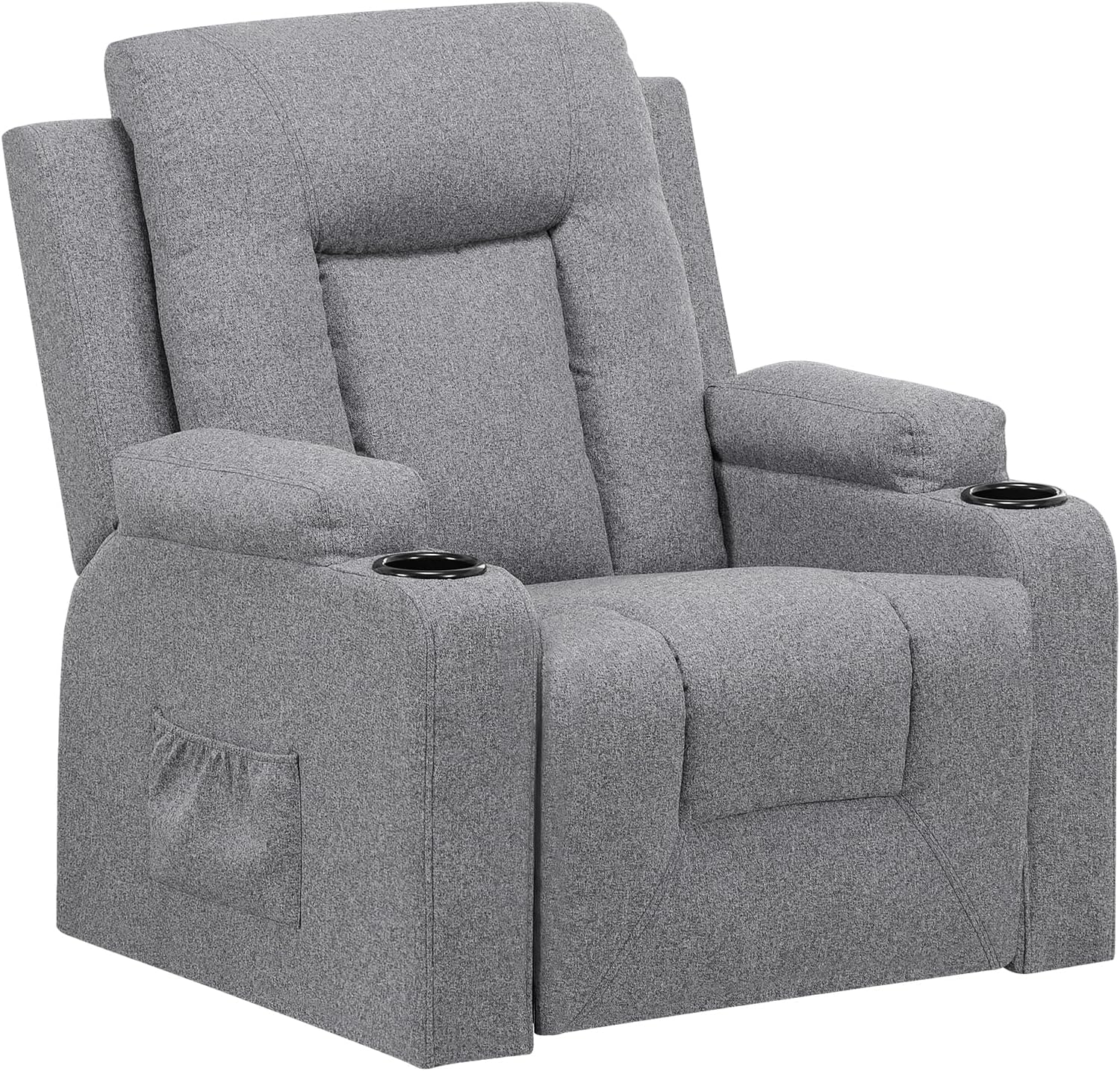 The LUCKRACER relaxation chair features a TV chair with a lounge chair and a footstool, a 360° rotating TV chair for the living room, a rocking chair with a drink rack, and two side pockets in black PU leather