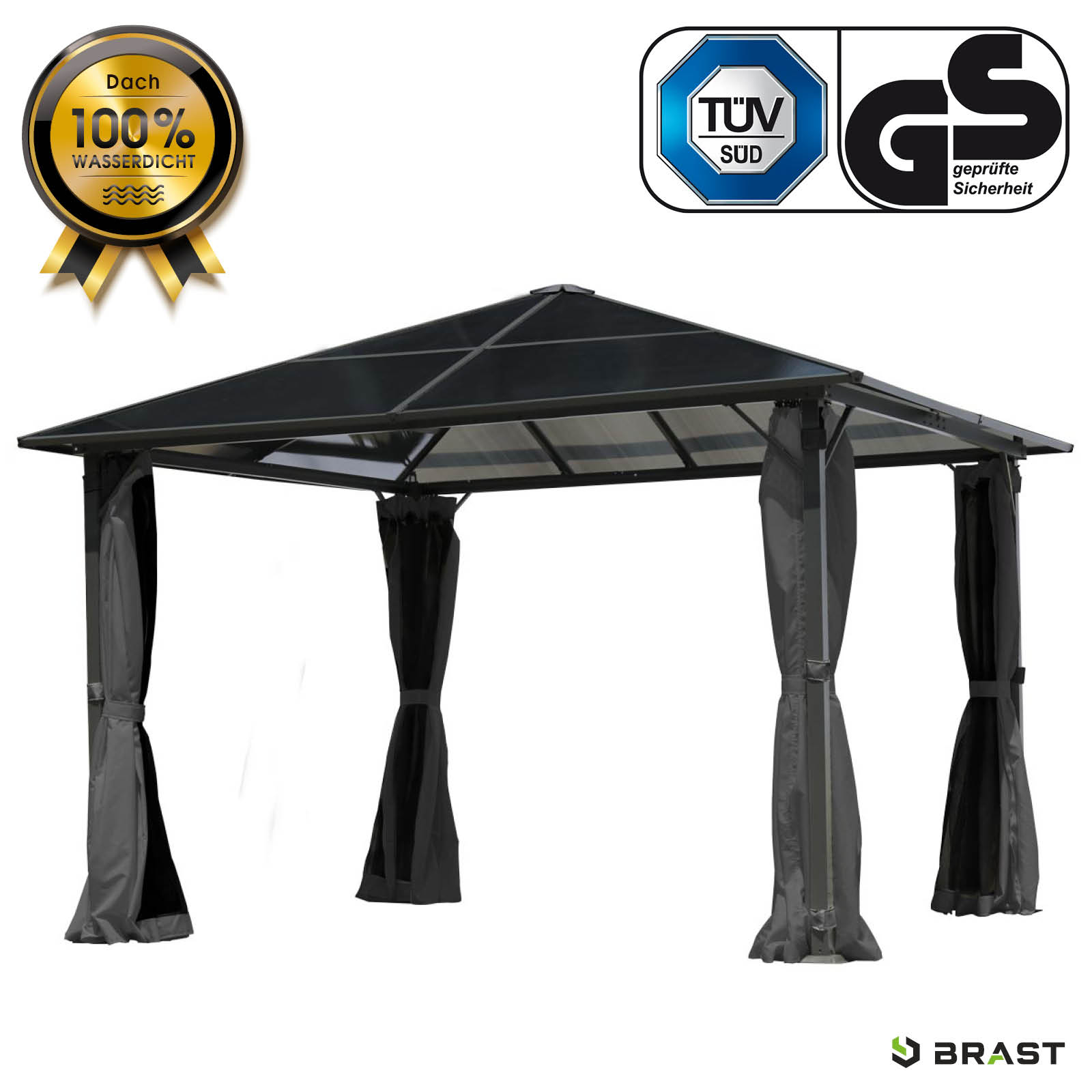 BRAST Alu Gartenpavillon SUMMERDREAM 3x3m grau