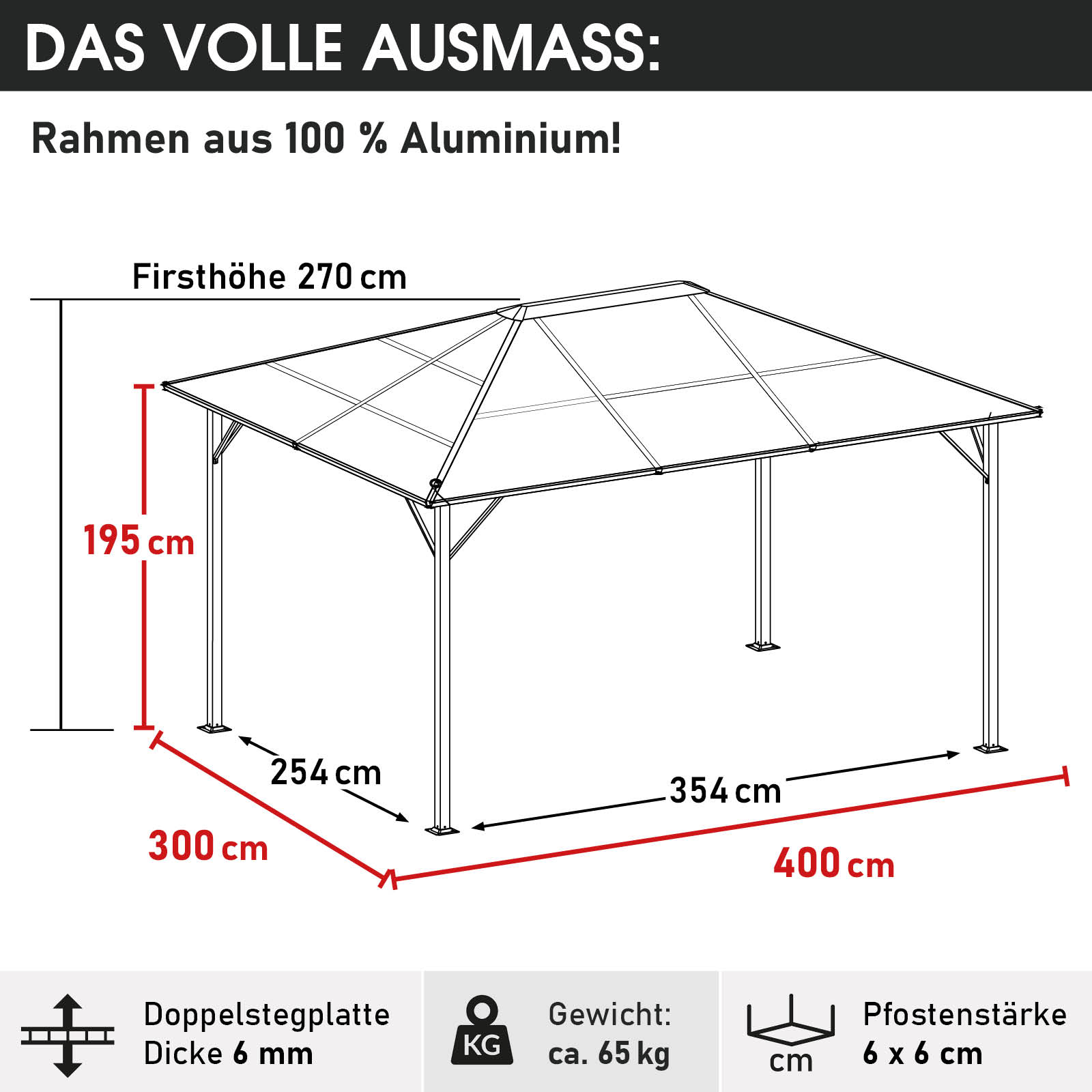 BRAST Alu-Pavillon SUMMERDREAM 3x4m grau