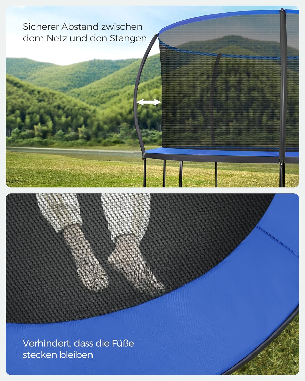 SONGMICS Outdoor Trampoline Ø 427 cm, Round Garden Trampoline for Children with Safety Net, Edge Cover, Ladder and Padded Poles