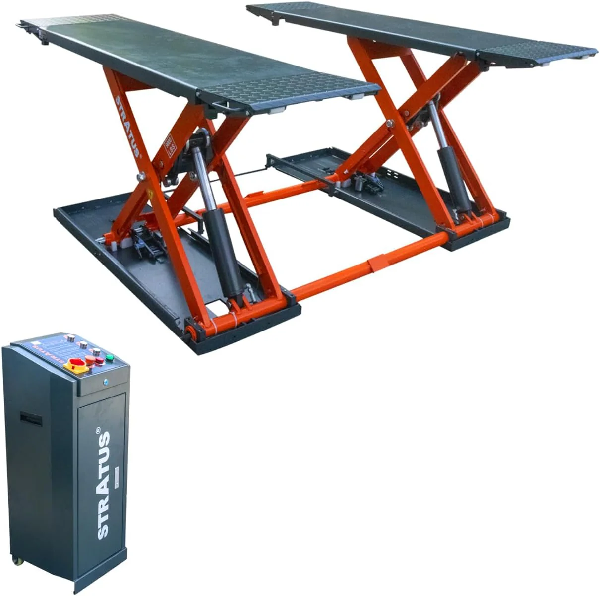 Stratus Extra Wide Commercial Grade Open Center Portable Mid Rise Electric Safety Lock Release Scissor Lift SAE-MS9000X (110V)