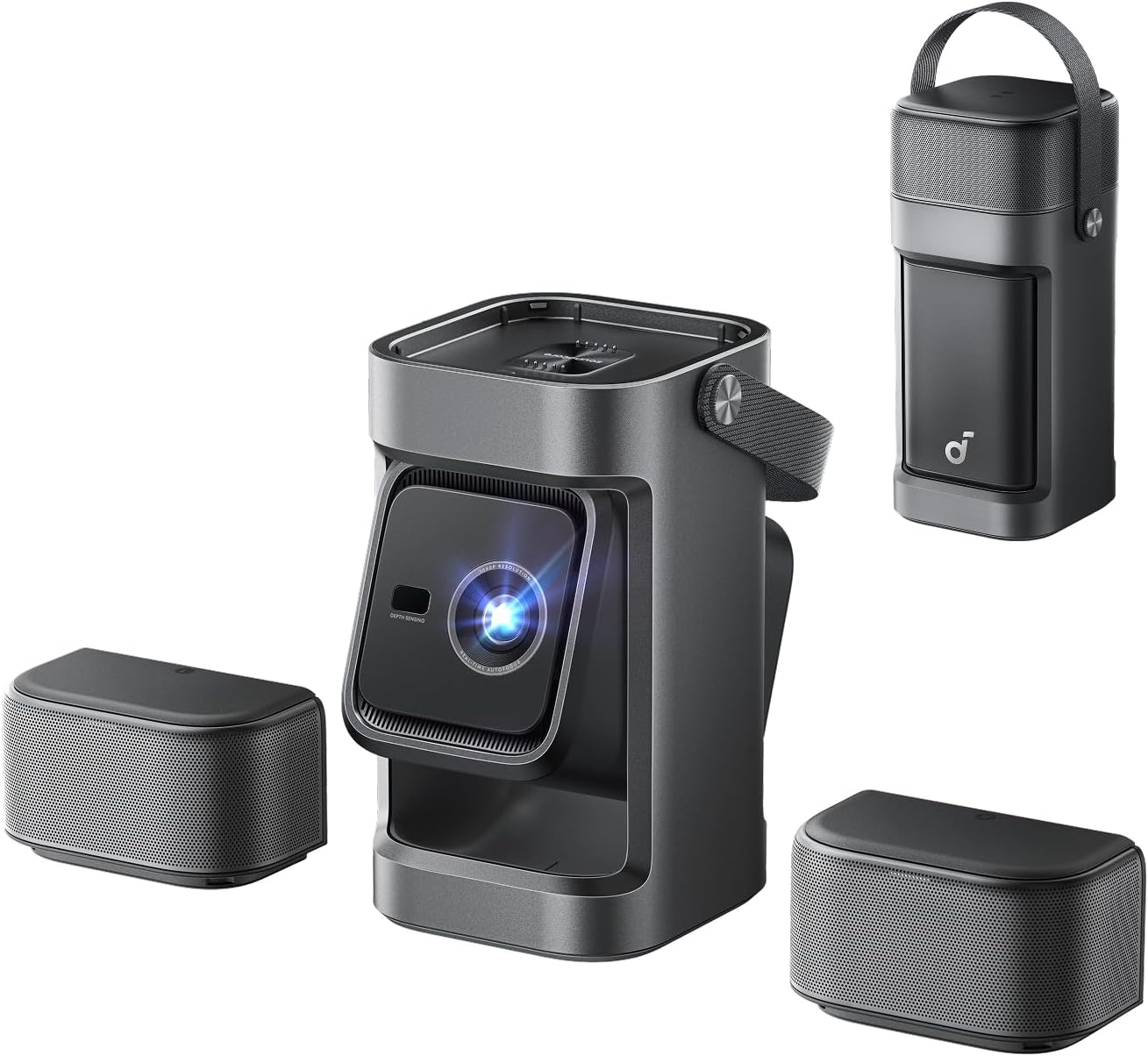 soundcore Nebula P1 Portable GTV Projector with Detachable Speakers, 650 ANSI Lumens, 1080P, 20W Truly 2.0 Surround Sound, Dolby Audio, Built-In Gimbal, Auto Adjustment, 180