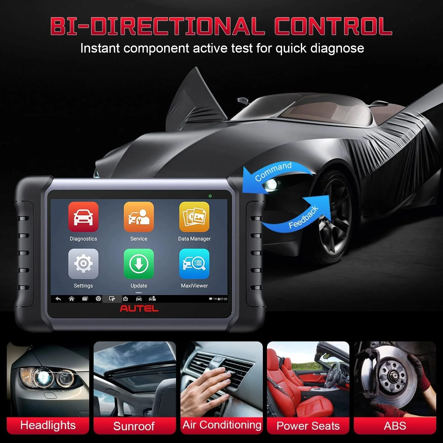 Autel Bidirectional Obd2 Scanner MaxiCOM MK808Z, 2025 All System Diagnostic Scan Tool, Universal OBDII Vehicle Code Reader, Same As MK808BT Pro MX808S MK808S,28+ Service, with MV108S Endoscope