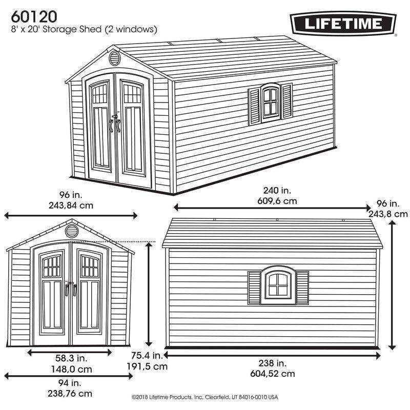 8 ft. W x 20 ft. D Plastic Storage Shed