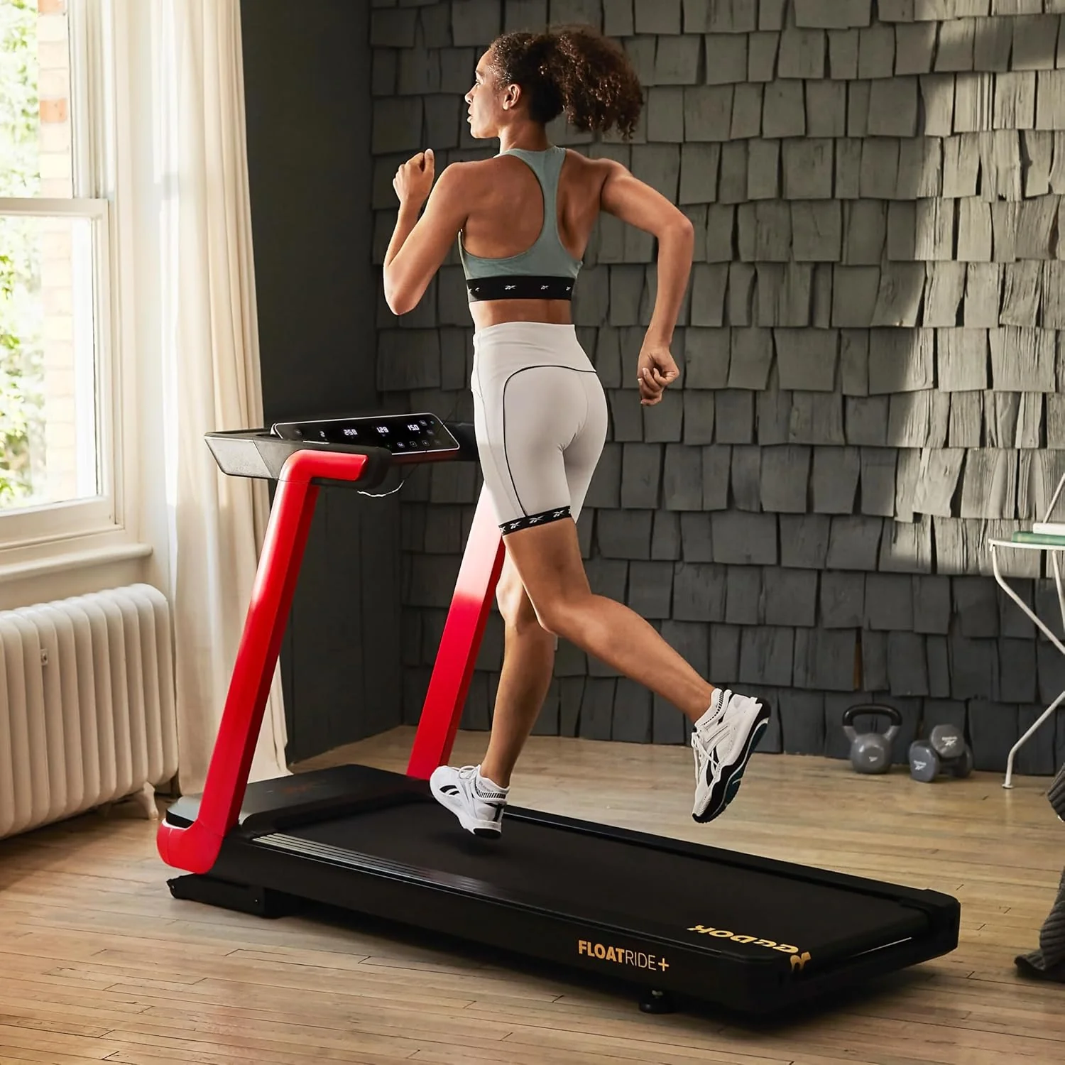 Reebok FR20z Floatride Treadmill - Red with Incline, Bluetooth, Walking or Running, 2.25 HP, 11.2 MPH, 264 lb. Capacity, Kinomap Compatible