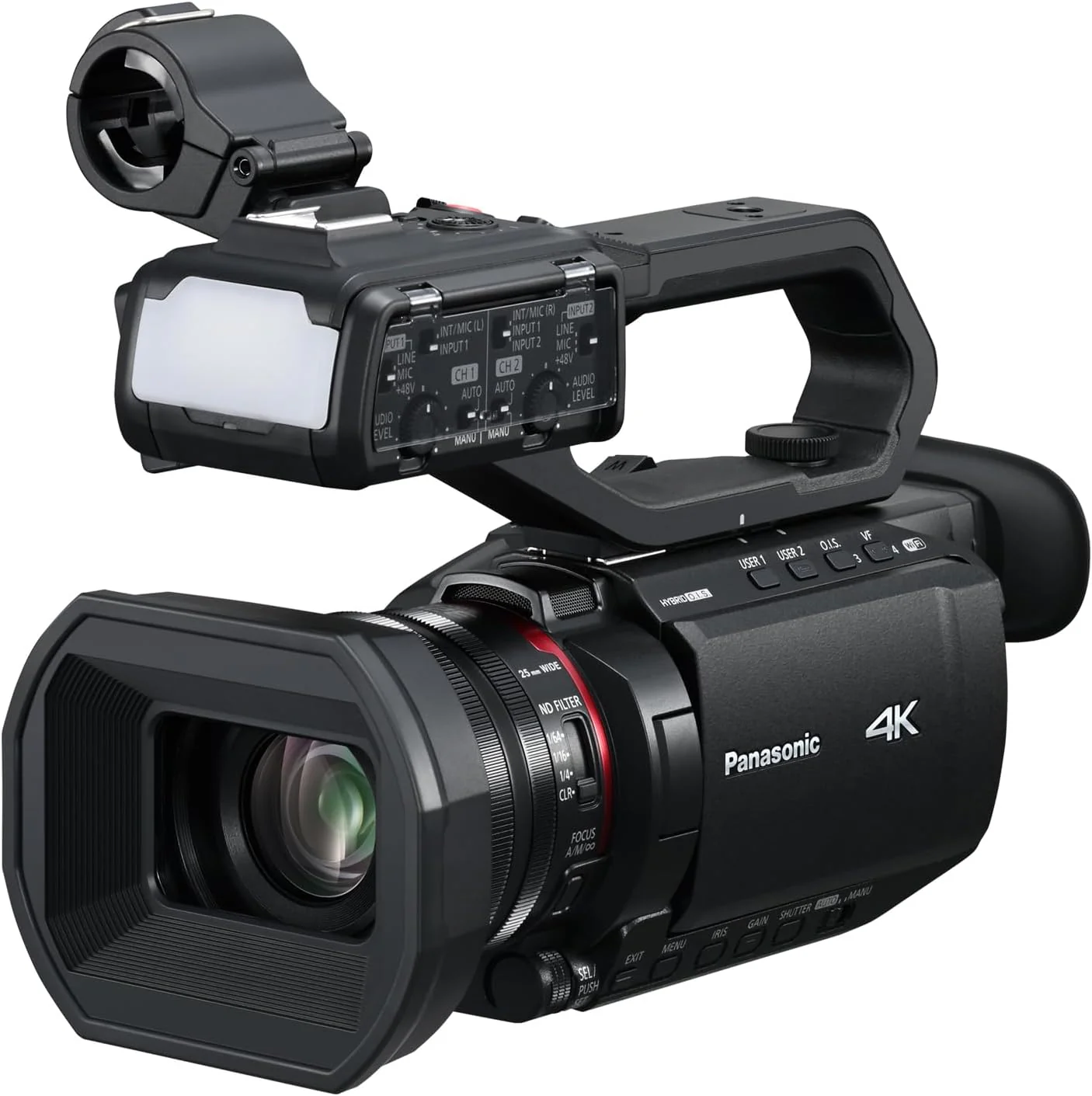 Panasonic X2100 4K Camcorder for Directors, Wide Angle Telephoto Lens with 24X Zoom, Hybrid O.I.S.,Lightweight Heat Dispersing Design, Detachable Handle - HC-X2100