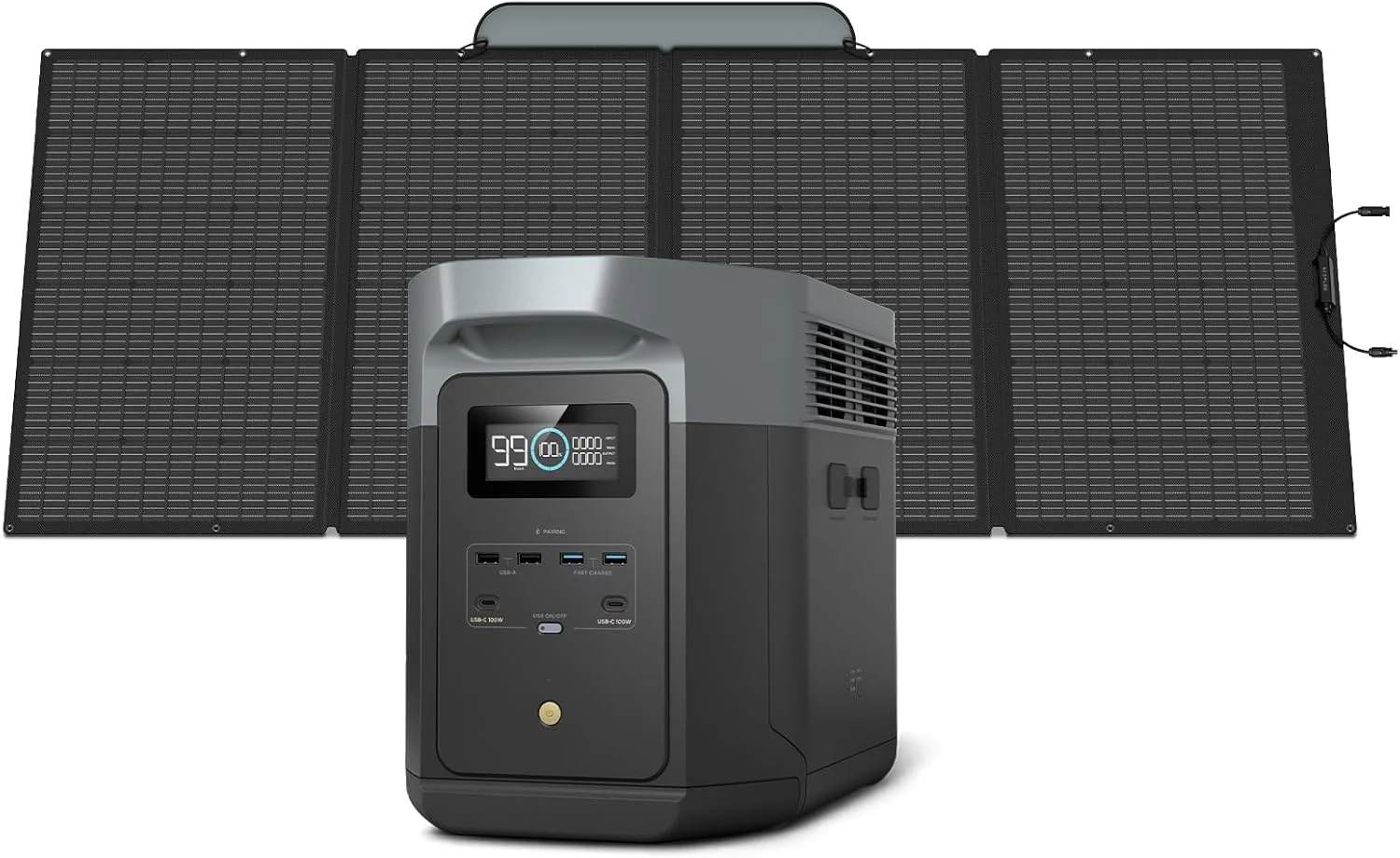 EF ECOFLOW Portable Power Station DELTA 3 MAX with 220W Solar Panel, 3400W X-Boost Output, Ultra-Fast 0-80% Charging in 1.13 Hr, Home Backup & RV Camping