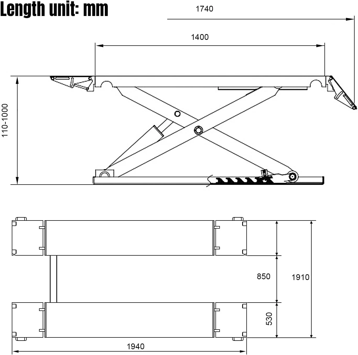 8,000 LBS Scissor Lift Mid Rise Electric Release Auto Lift 110V Car Lift Max. Lift Height 39.5'' for Home Garage Lift