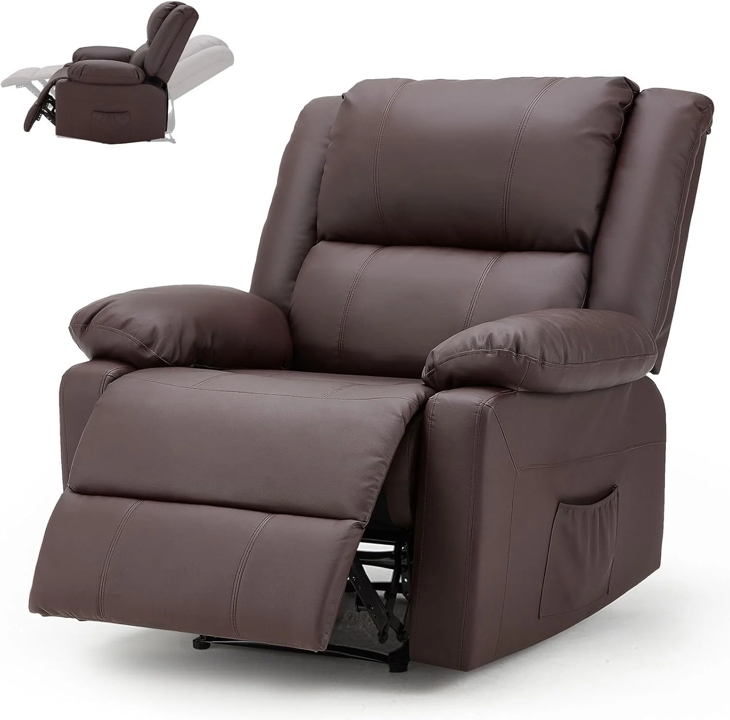 UNIONLINE lounge chair, an ergonomic TV armchair that can weigh up to 150 kilograms, a modern single artificial leather armchair with manual control, side pockets, and feet (black)