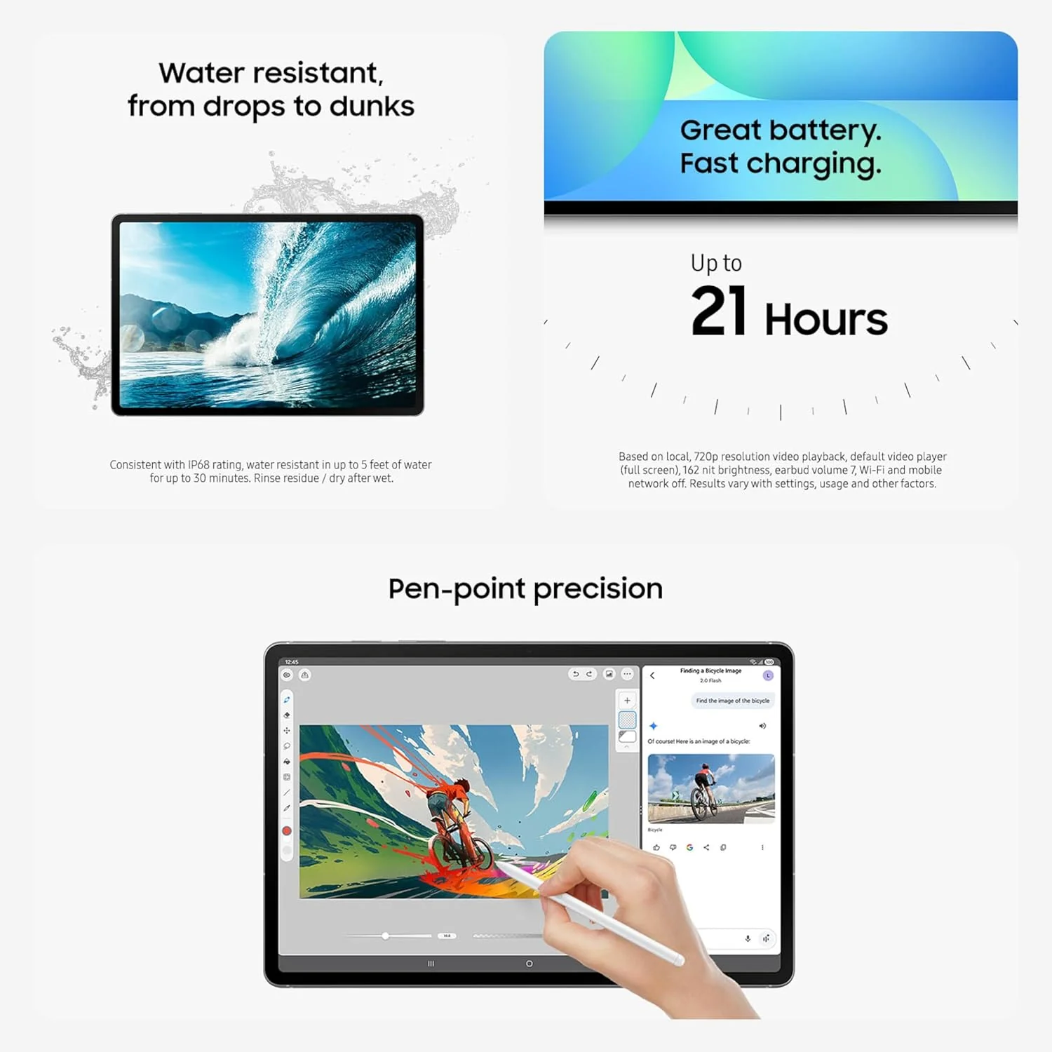 SAMSUNG Galaxy Tab S10 FE+ 13.1” 256GB WiFi Android Tablet, Large Display, Long Battery Life, Exynos 1580 Processor, IP68, Water-Resistant, 90 Hz Refresh, S Pen for Note-Taking, Gray