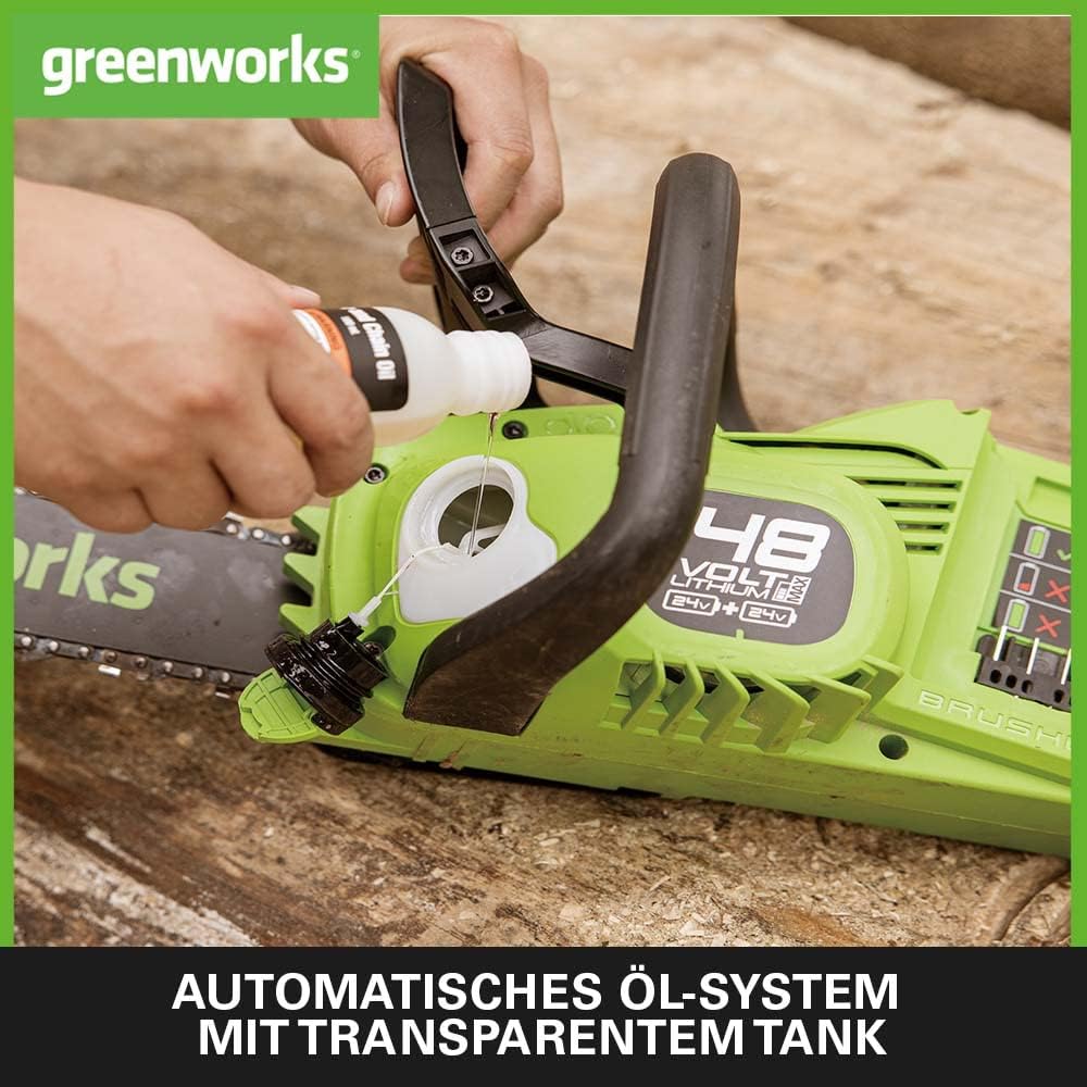 Greenworks 48 V (2 x 24 V) Battery Chainsaw with Brushless Motor   GD24X2CS36K4X