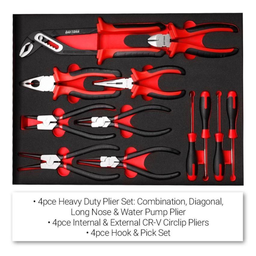 Daytona D655PS 655-Piece Machinery Tool Set with 43-Inch 12-Drawer Red Roller Cabinet