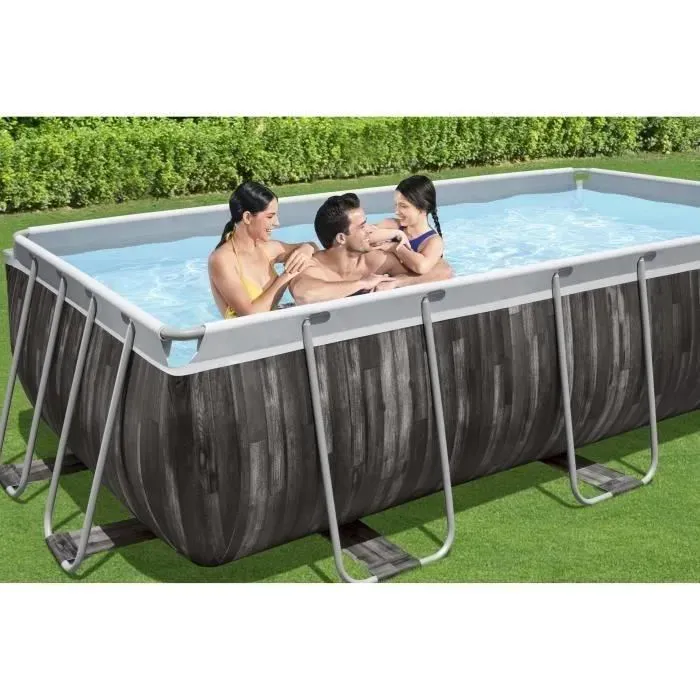 Kit Piscine hors sol tubulaire BESTWAY - Power Steel&trade; - 404 x 201 x 100 cm - Rectangulaire (Filtre &agrave; sable, &eacute;chelle, diffuseur)