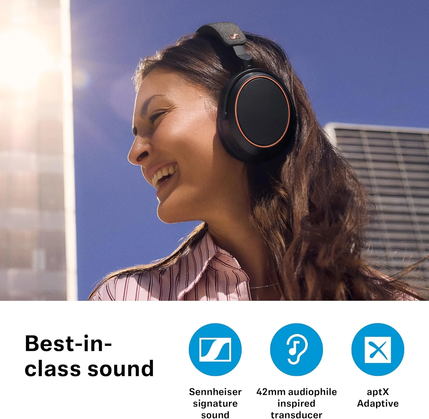 Sennheiser Momentum 4 Headphones - Bluetooth Headset for Crystal-Clear Calls, Adaptive Noise Cancellation, 60h Battery Life, Lightweight, Black/Copper