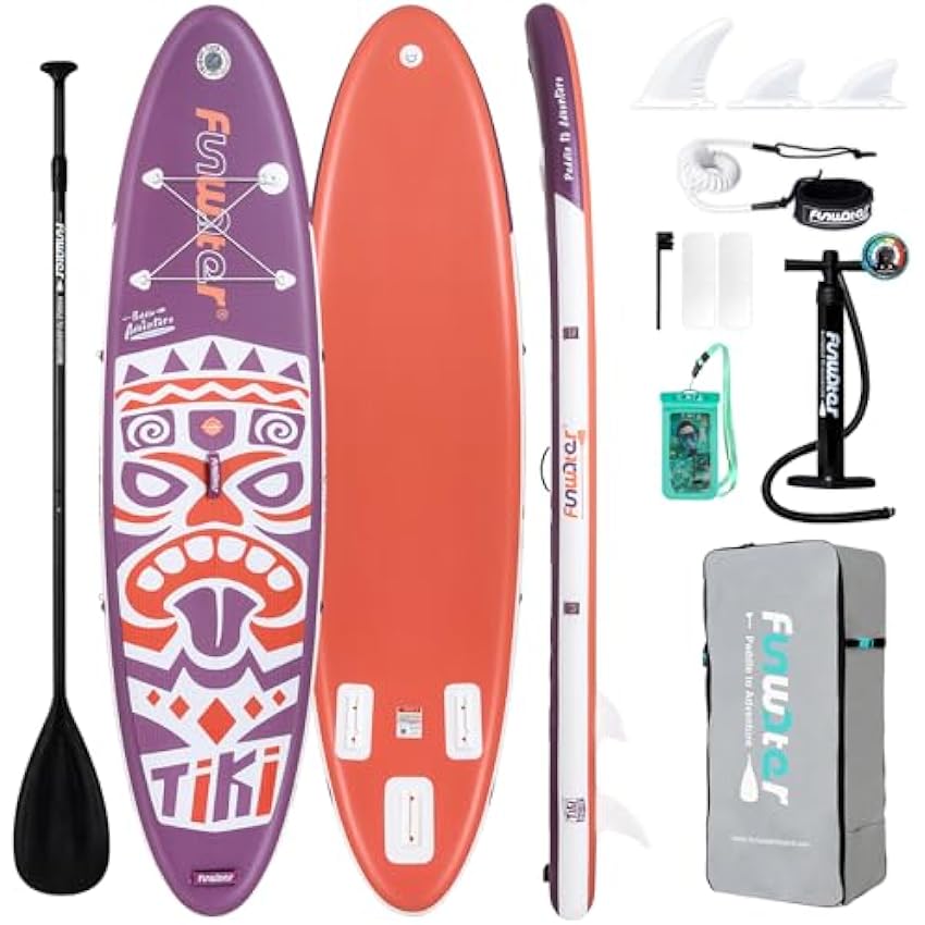 FunWater Inflatable Stand Up Paddle Board with Premium SUP Paddleboard Accessories, Wide Stable Anti-Slip EVA Deck, Paddle Boards for Adults & Youth of All Skill Levels