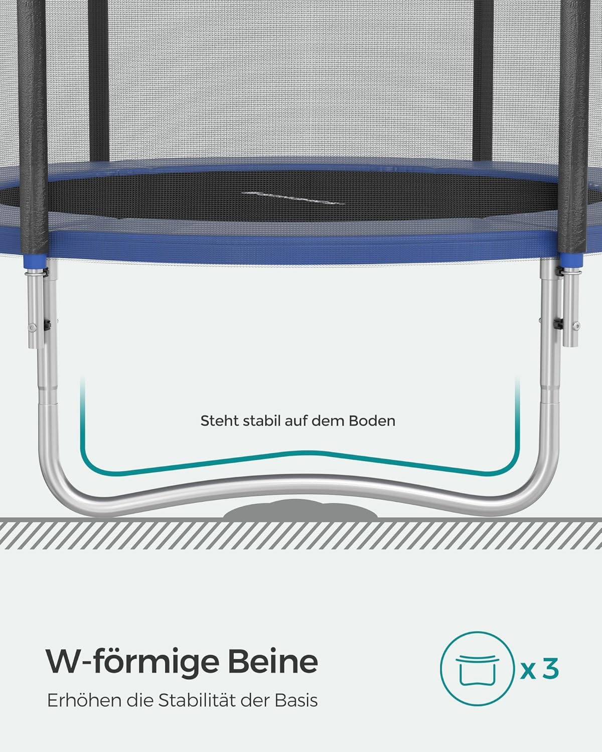 SONGMICS Trampolin Outdoor Ø 183cm, rundes Gartentrampolin mit Randabdeckung, mit Sicherheitsnetz, mit Leiter und gepolsterten Stangen