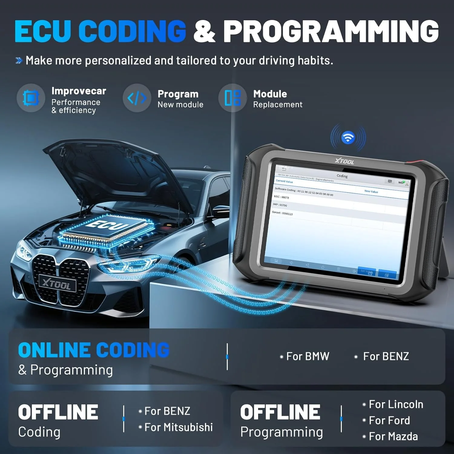 XTOOL D9S PRO ECU Programming and Coding Automotive Scan Tool: 2025 with FCA AutoAuth, Topology Map OBD2 Scanner Diagnostic Tool, Bidirectional/45+ Services, DoIP/CAN FD, 3-Year Update