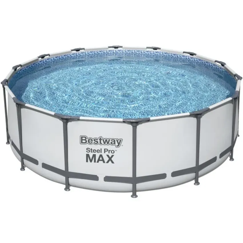 Kit Piscine hors sol tubulaire BESTWAY Steel Pro Max&trade; - 427 x 122 cm - Ronde (Avec un filtre &agrave; cartouche, une b&acirc;che et une &eacute;chelle)