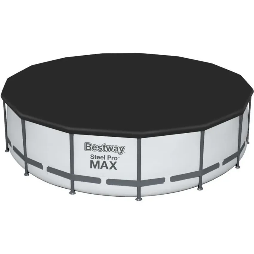 Kit Piscine hors sol tubulaire BESTWAY Steel Pro Max - 457 x 122 cm - Ronde (Livr&eacute;e avec pompe de filtration, &eacute;chelle, b&acirc;che)