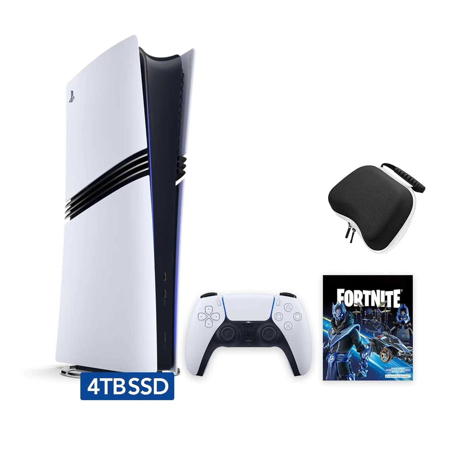 Sony PlayStation 5 Pro 4TB Digital Edition Fortnite Cobalt Star Bundle with Controller Case - White - Upgraded 4TB Ultra Fast SSD Double the Storage Space PS5 Pro [playstation_5] [video game] [video game] [video game]