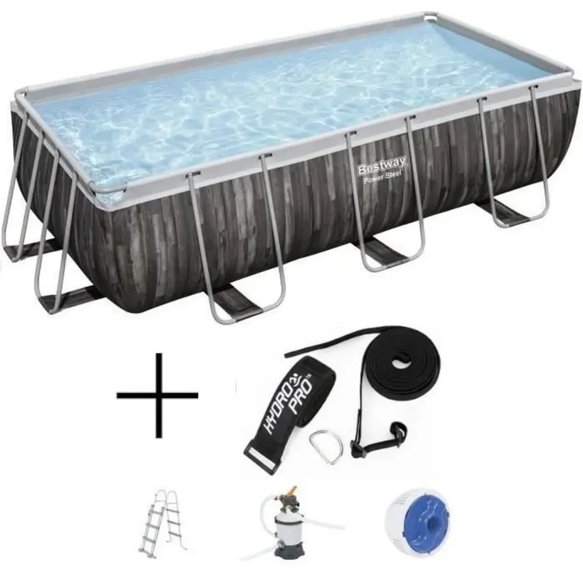 Kit Piscine hors sol tubulaire BESTWAY Steel Pro Max - 404 x 201 x 100 cm + Bandes de Natation