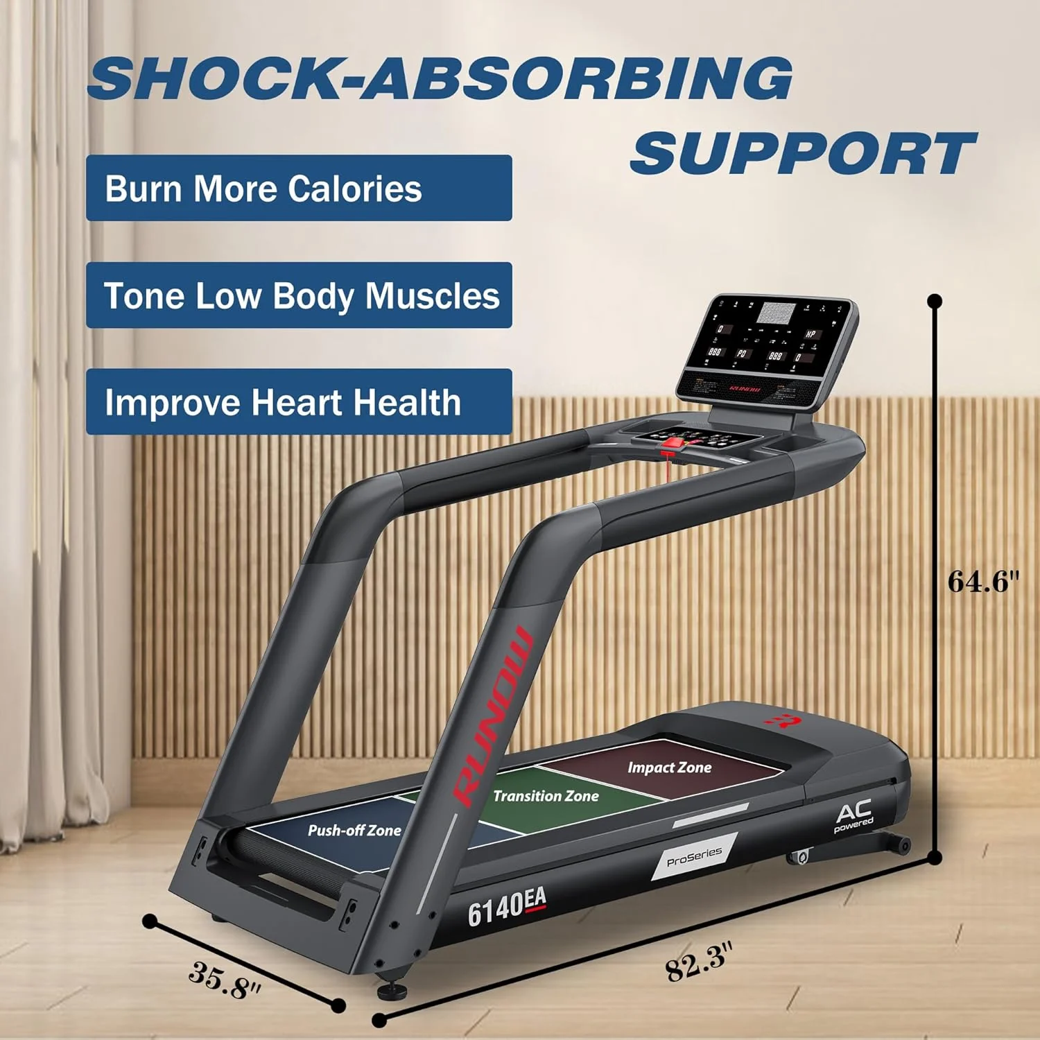 RUNOW Treadmill for Home - Incline Treadmill with 15% Auto Incline, Folding, 36 Preset Programs, Commercial Grade, 5.0HP, 450 LB User Capacity