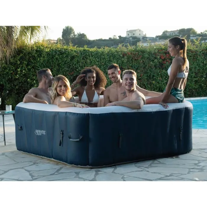 Spa gonflable Champion carré Bulles 6 places - Infinite Spa 185 x 185 x 65 Bleu