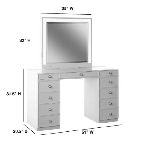 Tresanti Alexandra Vanity Table with LED Lighted Mirror