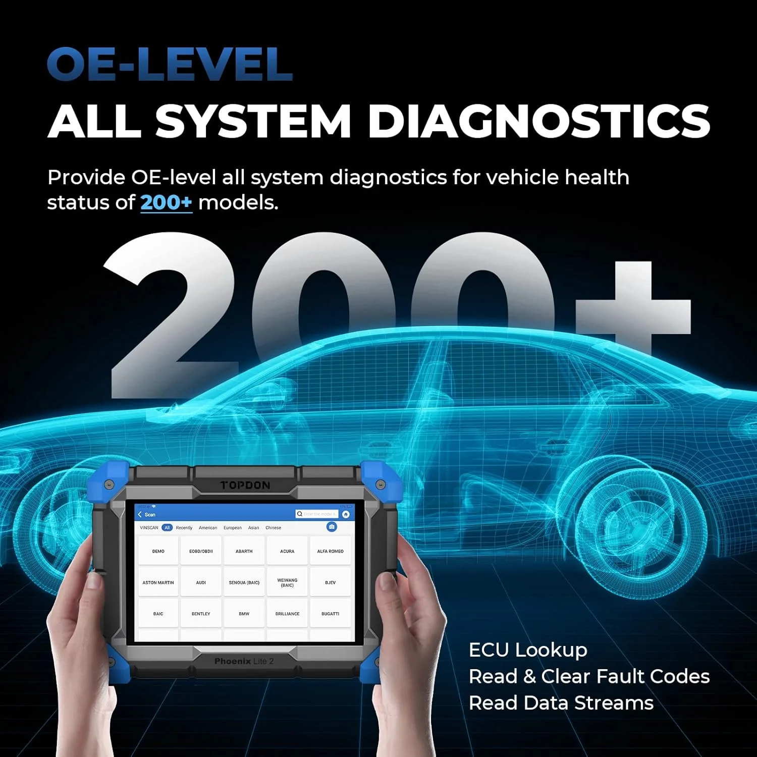 TOPDON Phoenix Lite 2 Bidirectional Scan Tool, OBD2 Scanner, Function as AD900BT AD900 Lite, ECU Coding, Wireless Automotive Diagnostic Scanner, 34+ Reset Services, FCA AutoAuth, 2 Years Free Update