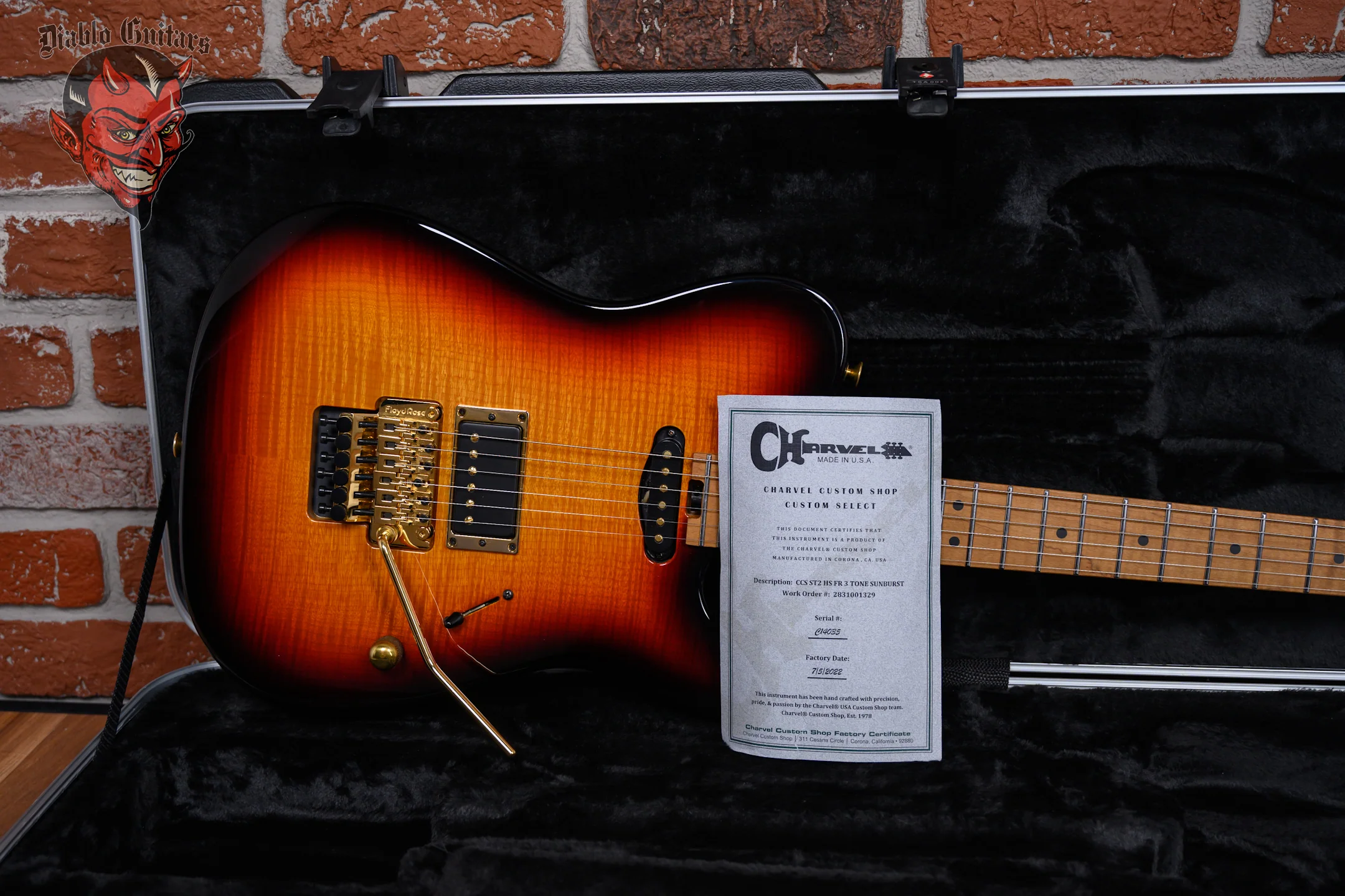 Charvel USA Custom Shop Select CCS ST2 HS FR Flame Maple Top 3-Tone Sunburst 2022 w/OHSC