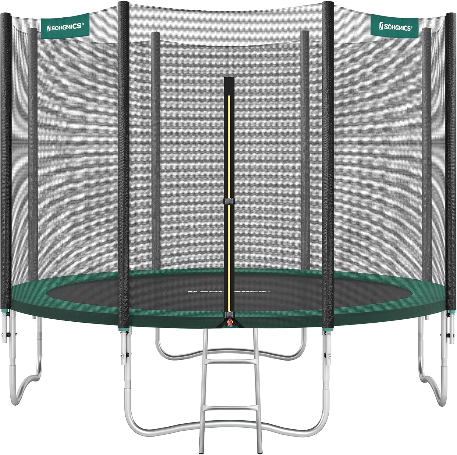 SONGMICS Outdoor Trampoline Ø 244cm, Round Garden Trampoline with Safety Net, Ladder and Padded Poles