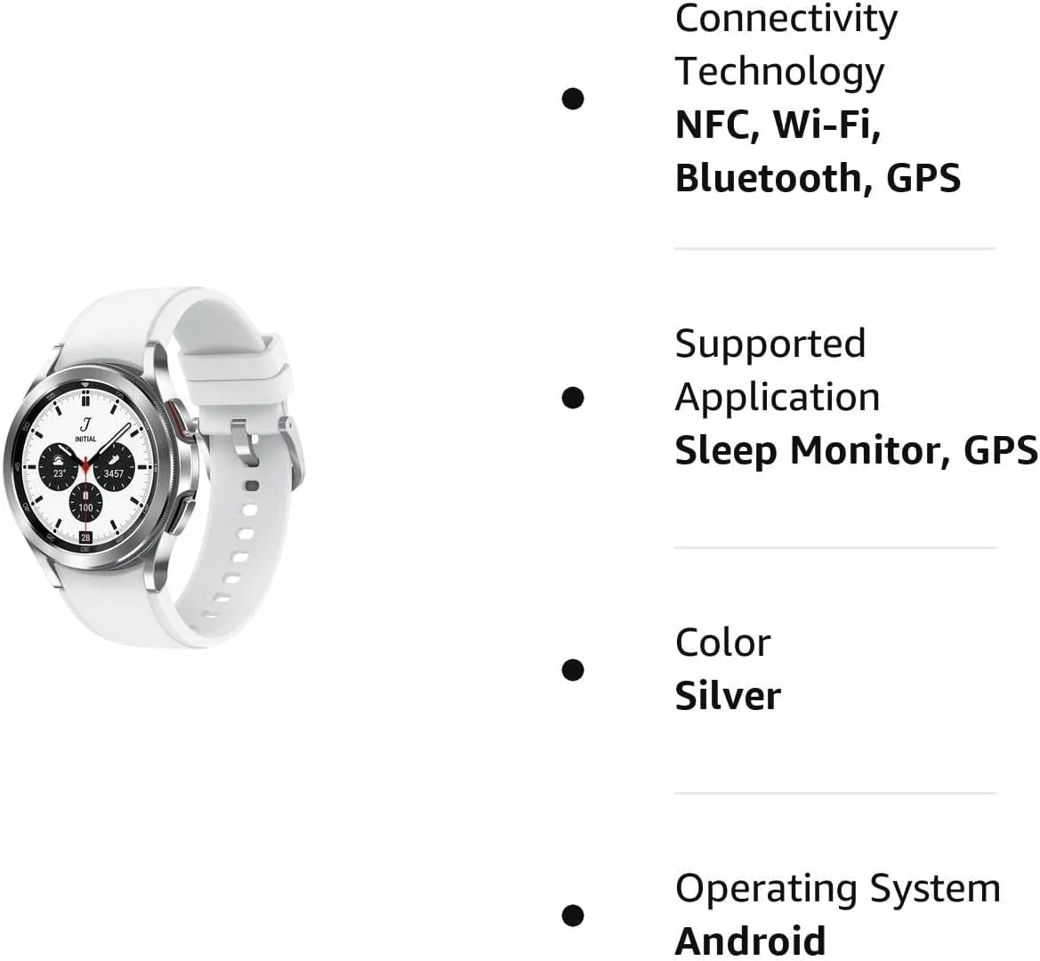 SAMSUNG Galaxy Watch 4 44mm Smartwatch w/Bonus Band (Black), ECG Monitor Tracker for Health, Fitness, Running, Sleep Cycles, GPS Fall Detection & Bluetooth, Silver