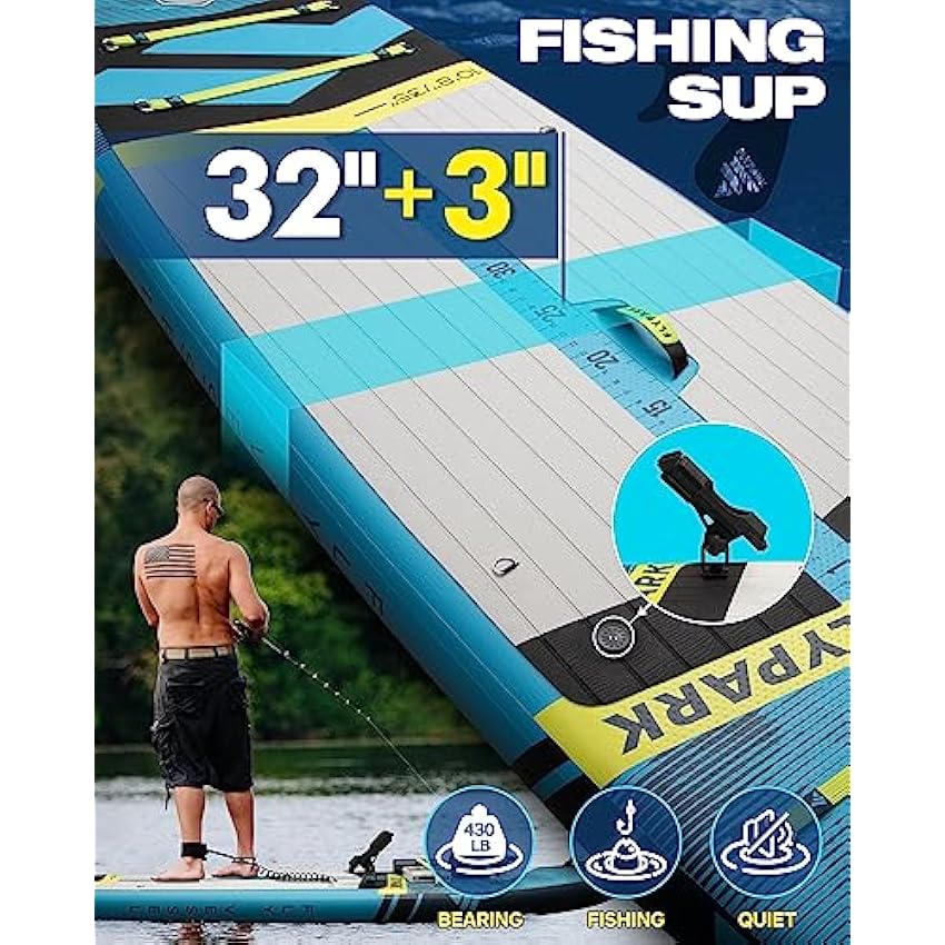 10'8/11'x35'' Fishing&Family Stable Inflatable Paddle Boards, Extra Wide SUP Paddleboard Inflatable, 430lb/3 People, Stand Up Paddle Board for Adults, Camera Mount, Shoulder Strap, Rod Holder