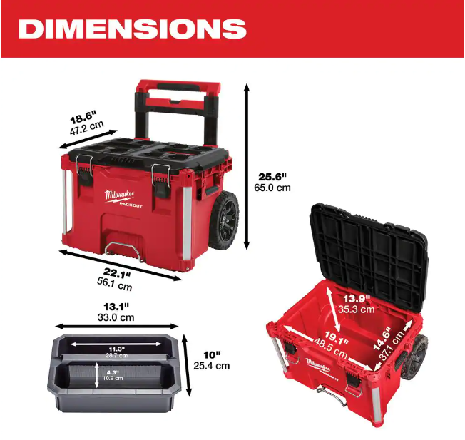 PACKOUT 22 in. Rolling Tool Box, 22 in. Large Tool Box and 22 in. Medium Tool Box