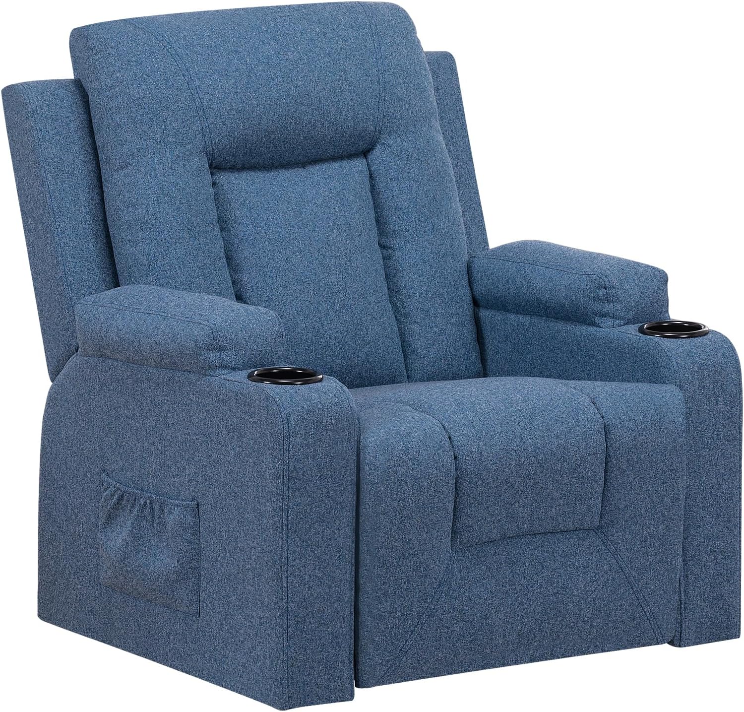The LUCKRACER relaxation chair features a TV chair with a lounge chair and a footstool, a 360° rotating TV chair for the living room, a rocking chair with a drink rack, and two side pockets in black PU leather
