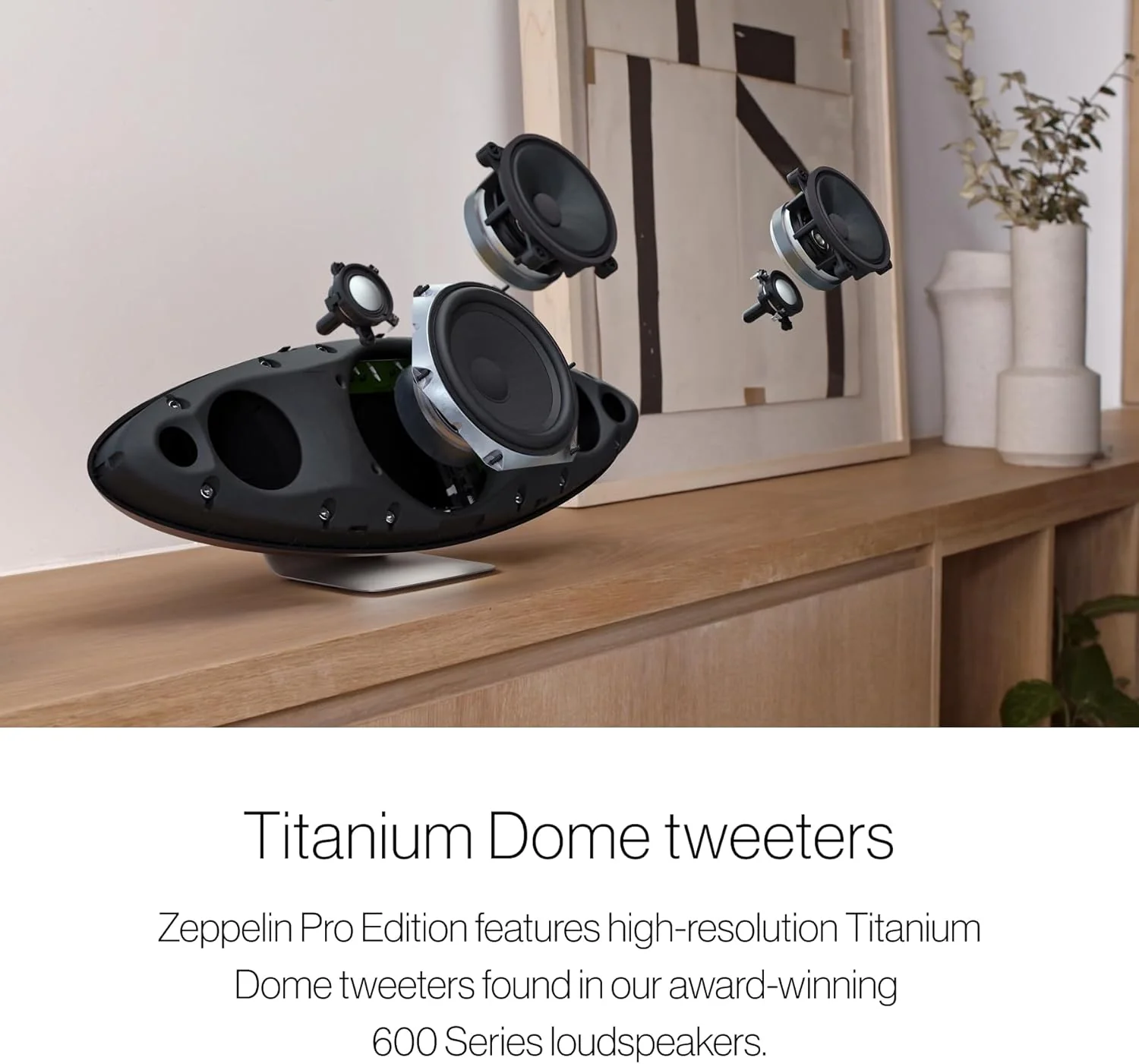 Bowers & Wilkins Zeppelin Pro Edition Wireless Speaker, Iconic Design, 5 Drivers Including Subwoofer, Wireless Streaming via Bluetooth, AirPlay 2 & Spotify Connect, Multiroom Support, Space Grey