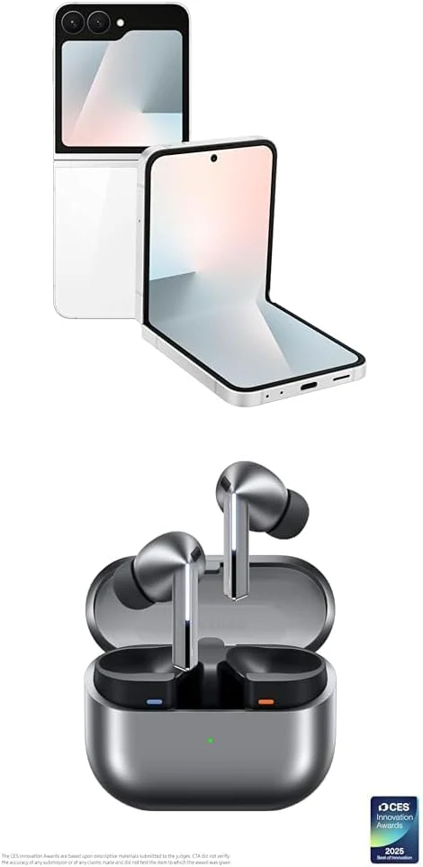 Samsung Galaxy Z Flip7 FE Cell Phone, 128GB AI Smartphone, Unlocked Android, Long Battery Life, 2025, US 1 Yr Manufacturer Warranty, White