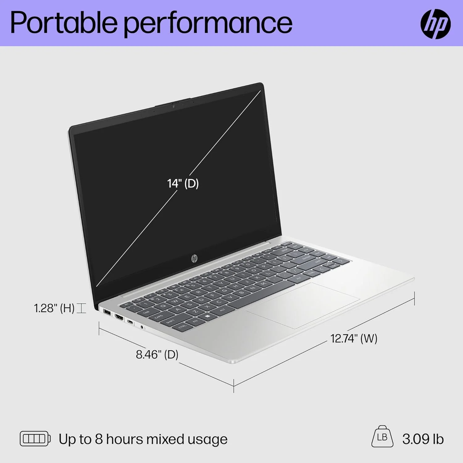 HP 14 inch Laptop, FHD Display, 13th Generation Intel Core i7-1355U, 16 GB RAM, 512 GB SSD, Intel Iris Xe Graphics, Windows 11 Home, 14-ep0199nr (2024)